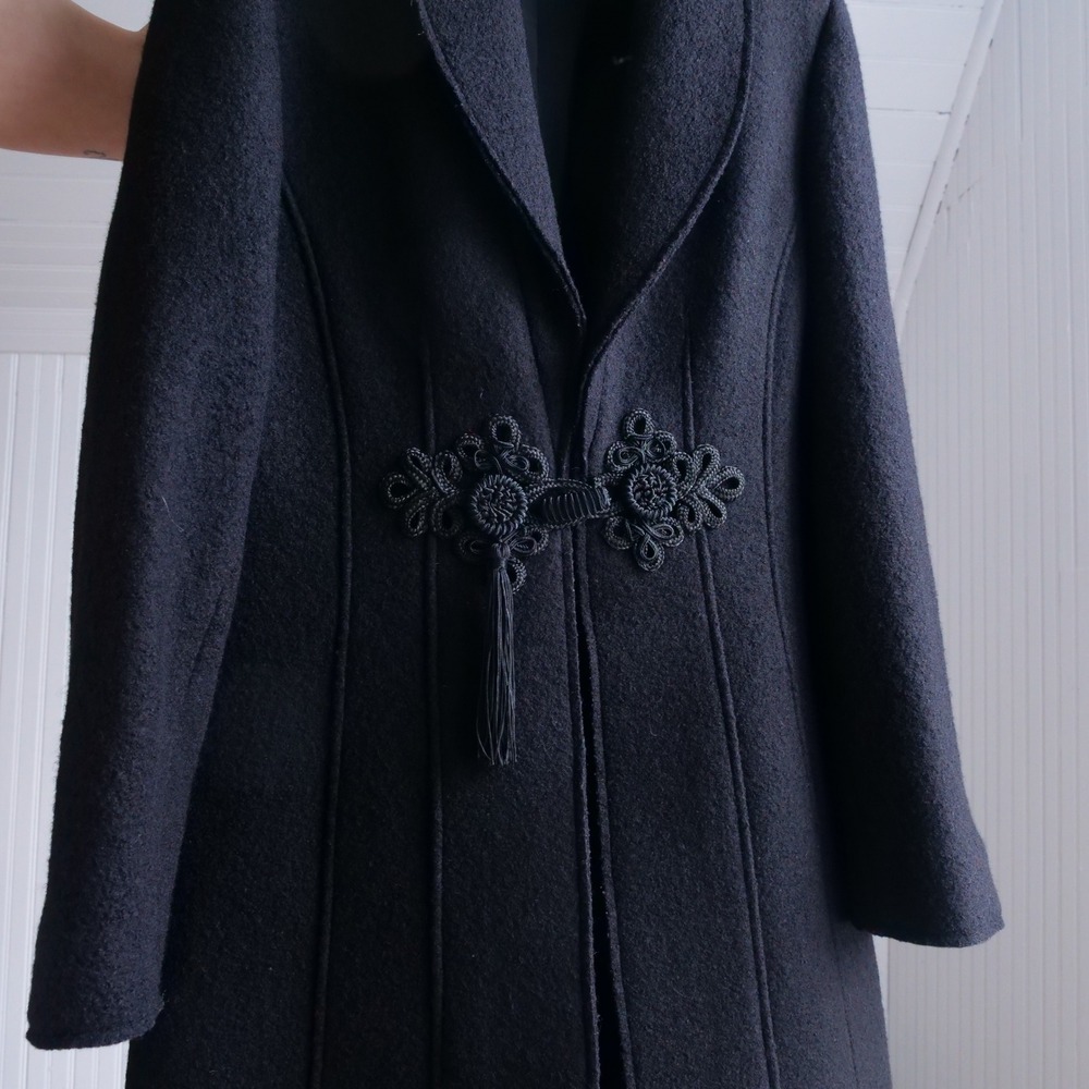 Soft Surroundings black boiled wool structured‎ cardigan/blazer - Picture 4 of 8